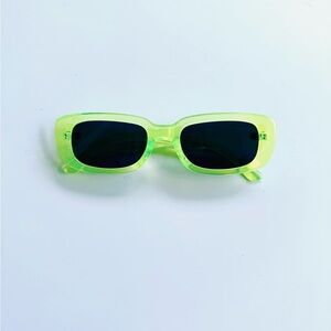 Neon Lime Rectangular Retro Style Sunglasses